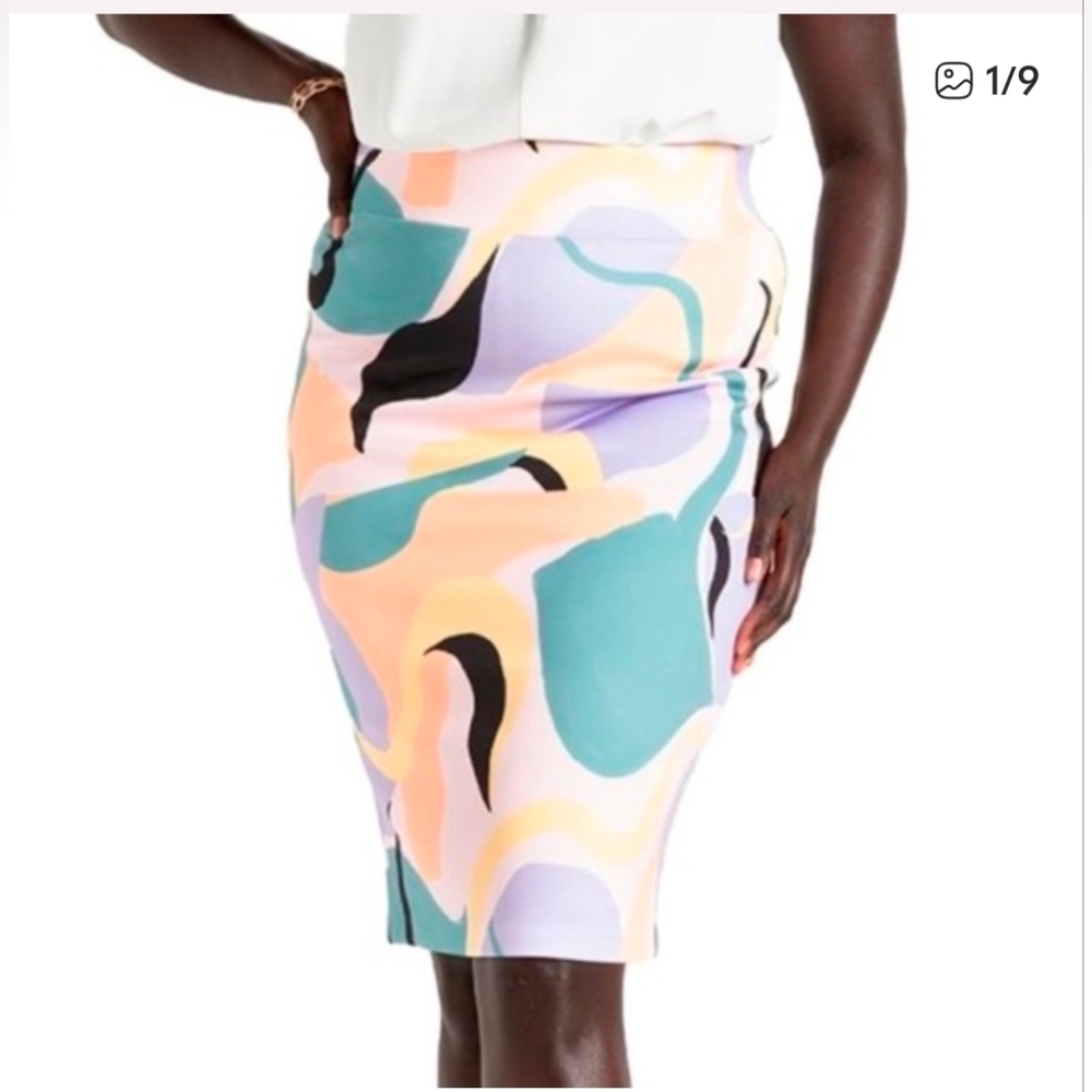 Eloquii Neoprene Pencil Skirt - Teal, Lavender, Peach, Black - Size 14